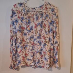 Old Navy White Cream Long Sleeve Ruffled Blouse